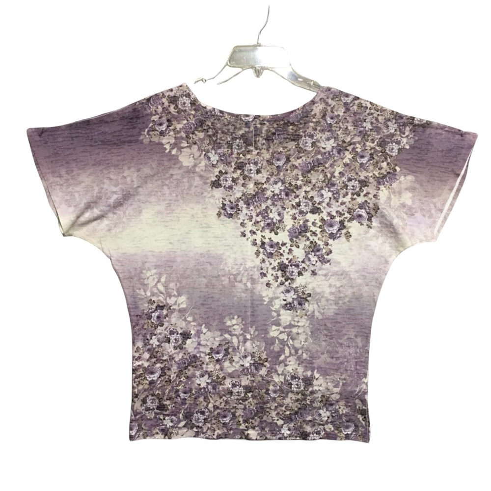Beautiful dolman short sleeve tee lavender flowers Maurices Sz Med EUC Like new - Picture 3 of 12